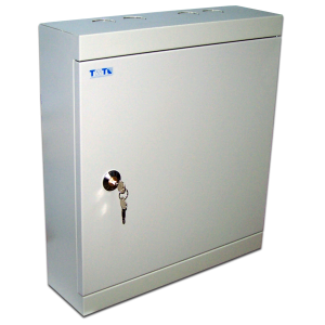Wall-mounted metal distribution box with lock